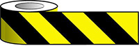 Barrier Warning Tape - 75mm x 100m - Black and Yellow Chevron