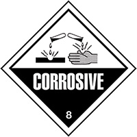 100x100mm Corrosive Hazard Warning Diamonds Vinyl
