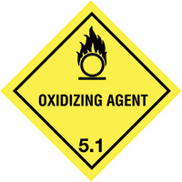 100x100mm Oxidizing Agent Self Adhesive Hazard Warning Diamonds