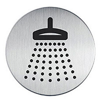 Shower picto door sign 83mm Brushed Stainless Steel Safety Sign