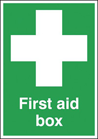 First Aid Box Sign 70x50mm Rigid Plastic