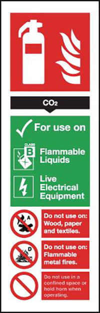 CO2 Extinguisher For Use On Sign - 300x100mm