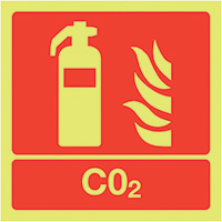 CO2 Extinguisher 100 x 100mm - Nite Glo Safety Sign   NIte Glo Sign  