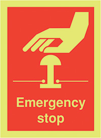 Emergency Stop 100 x 75mm - Nite Glo Safety Sign   Nite Glo Signs  