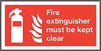 Fire Extinguisher Must Be Kept Clear Sign 200x400mm