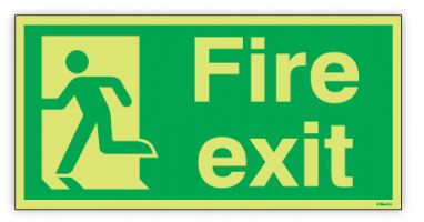 Fire Exit Running Man Left 300x600mm Xtra Glo Rigid Safety Sign