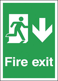 Fire Exit Running Man Down 297x210mm Safety Sign