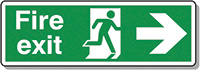Fire Exit Running Man Arrow Right 150x450mm 2mm Polycarbonate Safety Sign