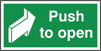 Push To Open  50x100mm Self Adhesive Vinyl Safety Sign  