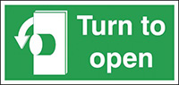 Turn To Open Anti-Clockwise 50x100mm Safety Sign