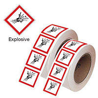 100x100mm Explosive GHS Symbols on a roll