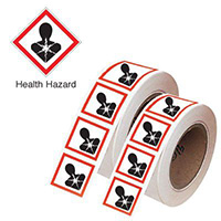 100x100mm Health Hazard GHS Symbols on a roll