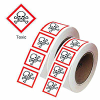 100x100mm Toxic GHS Symbols on a roll