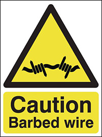 Caution Barbed Wire Safety Sign