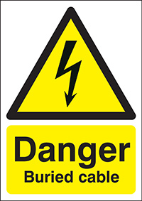 Danger Buried Cable   420x297mm 1.2mm Rigid Plastic Safety Sign  