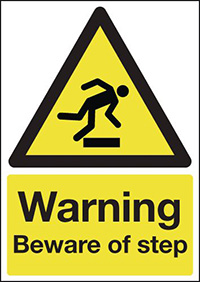 Warning Beware of Step Safety Sign