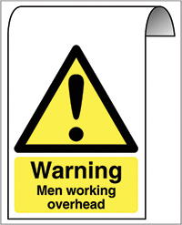 500 X 300mm Warning Men working overhead Roll Top Sign   Construction
