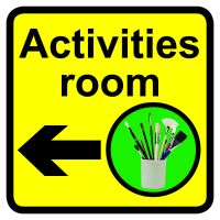 Activities room Dementia Sign 300x300mm 1.2mm Rigid Plastic Safety Sign
