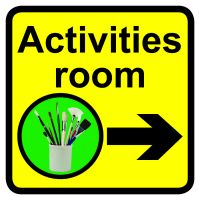 Activities room Dementia Sign 300x300mm 1.2mm Rigid Plastic Safety Sign