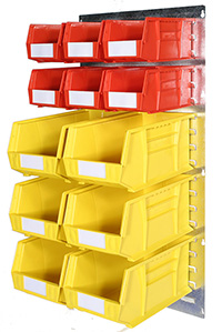 Plastic Bins on Portrait Louvre Panel Wall Kit AP - 12 Bins