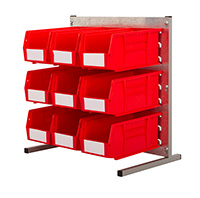 Plastic Bins on Portrait Louvre Panel Bench Stand Kit Q