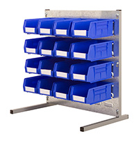Plastic Bins on Portrait Louvre Panel Bench Stand Kit T