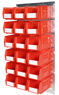Plastic Bins on Portrait Louvre Panel Wall Kit CP - 18 Bins