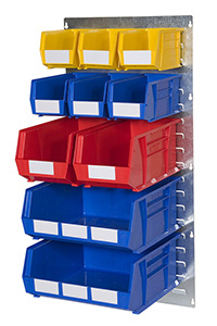 Plastic Bins on Portrait Louvre Panel Wall Kit EP - 10 Bins