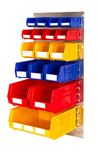 Plastic Bins on Portrait Louvre Panel Wall Kit PP - 17 Bins
