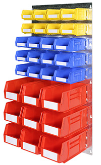 Plastic Bins on Portrait Louvre Panel Wall Kit BP - 29 Bins