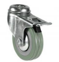 LD Bolt Hole Swivel Castor Brake - 50mm - Grey Rubber