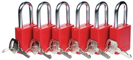 Lockout Safety Padlocks Red - 6 Pack   Lockout