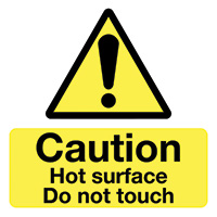 Caution Hot Surface Do Not Touch  50x50mm Self Adhesive Vinyl Pack of 10 