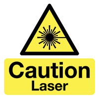 Caution Laser  50x50mm Self Adhesive Vinyl Pack of 10 