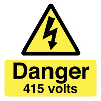 Danger 415 Volts  50x50mm Self Adhesive Vinyl - Pack of 10 