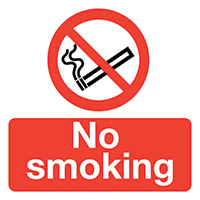 No Smoking  50x50mm Self Adhesive Vinyl Sign Pack of 10 