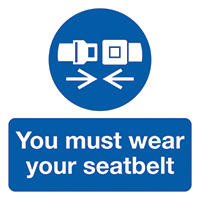 You Must Wear Your Seatbelt  50x50mm Self Adhesive Vinyl Sign Pk of 10 