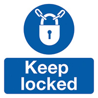 Keep Locked 50x50mm Self Adhesive Vinyl Sign Pack of 10 