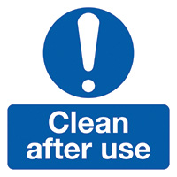 Clean After Use 50x50mm Self Adhesive Vinyl Sign Pack of 10 