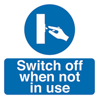 Switch Off When Not In Use 50x50mm Self Adhesive Vinyl Sign Pack of 10 
