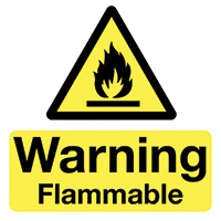 Warning Flammable 50x50mm Self Adhesive Vinyl - Pack of 10 