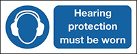 Hearing Protection Must Be Worn 100x250mm Rigid Plastic Safety Sign