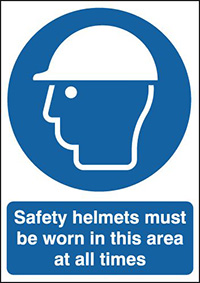 Safety Helmets Must Be Worn In This Area At All Times Safety Sign