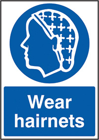Wear Hairnets Self Adhesive Vinyl Safety Sign