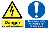 Danger Live Electrical Equipment Isolate For Safe Working Etc Sign