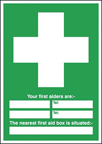 Your First Aiders Are Your Nearest First Aid Box Is 420 x 297mm Rigid