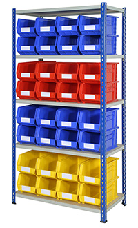 J Rivet Shelving Bay 5 Shelves and 32 Bins