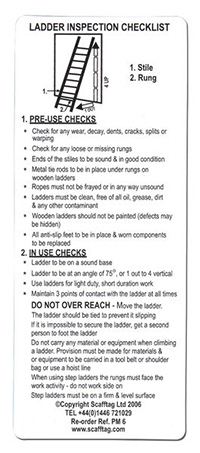 Scafftag Ladder Inspection List Pocket Guide Pack of 5