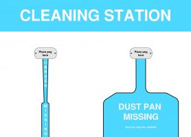 Blue Cleaning Station Shadow Board Non Stocked Dustpan and Brush