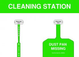 Green Cleaning Station Shadow Board Non Stocked Dustpan and Brush